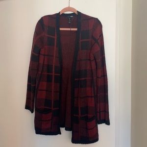 Aqua Buffalo plaid cardigan (M)